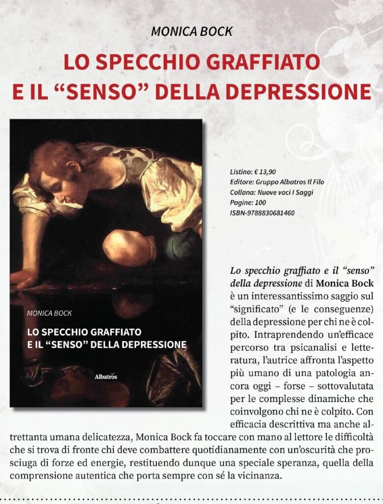 copertina libro; Lo specchio graffiato e il senso della depressione Albatros Monica Bock;
