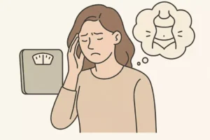 diet Culture; problemi; studio; disegno di una ragazza e la bilancia;